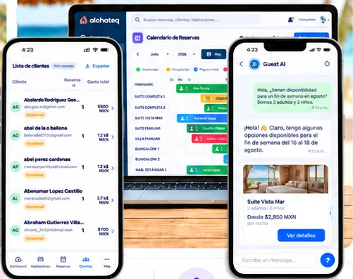 PMS, lista de clientes y Guest AI de Alohateq