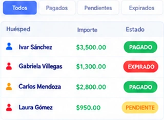 Vista del módulo Pagos y cobros de Alohateq