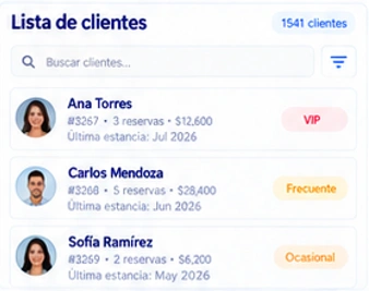 Vista del módulo CRM de huéspedes de Alohateq