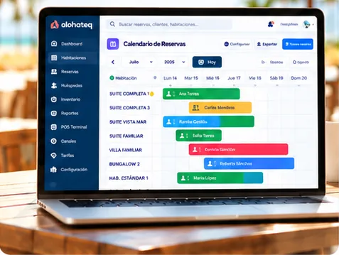 Calendario de reservas de Alohateq en una computadora